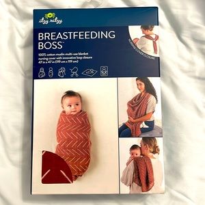 Muslin nursing cover, swaddle, car seat cover, burp cloth, tummy time mat in one